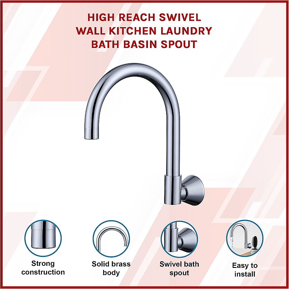 High Reach Swivel Wall Kitchen Laundry Bath Basin Spout - SILBERSHELL
