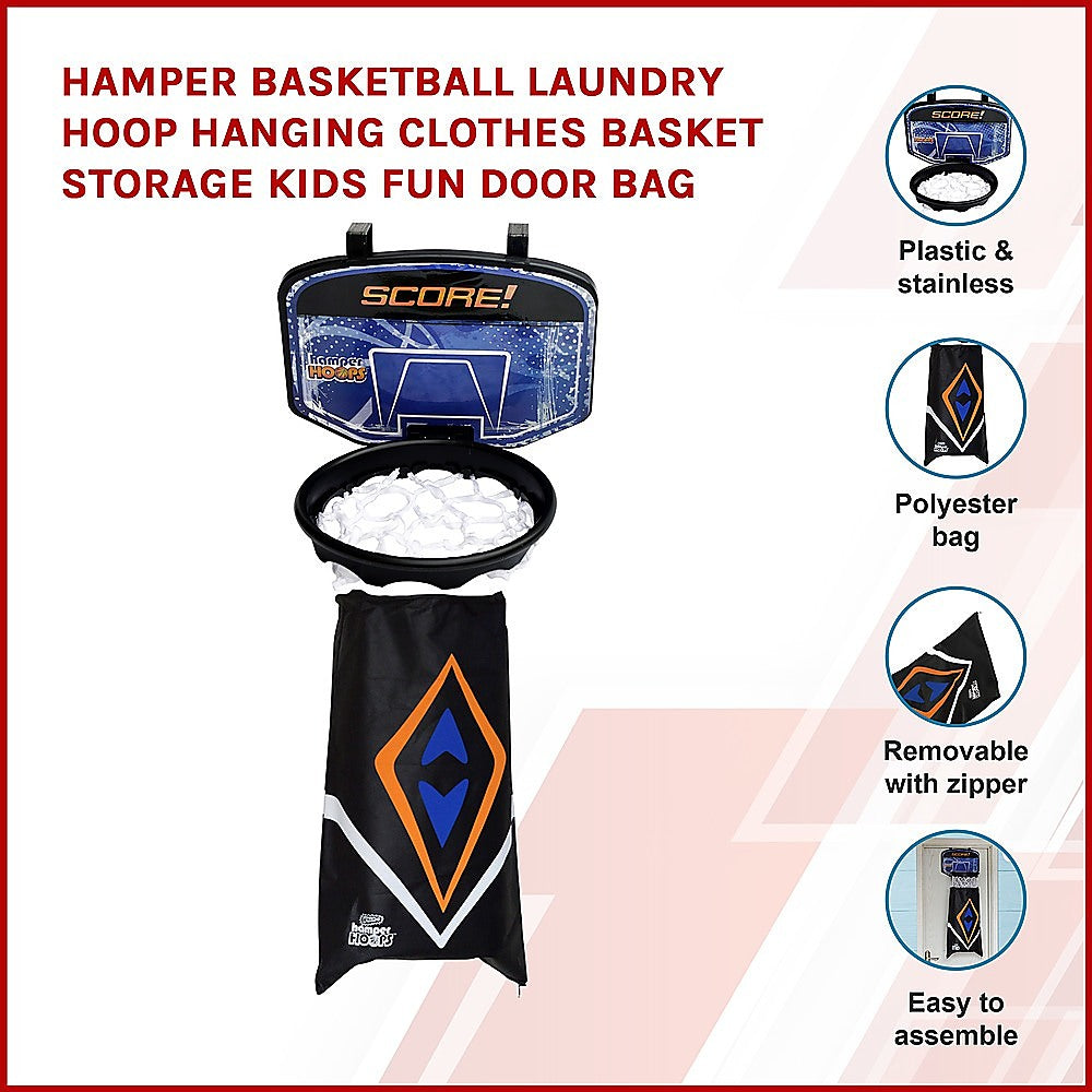 Hamper Basketball Laundry Hoop Hanging Clothes Basket Storage Kids Fun Door Bag - SILBERSHELL
