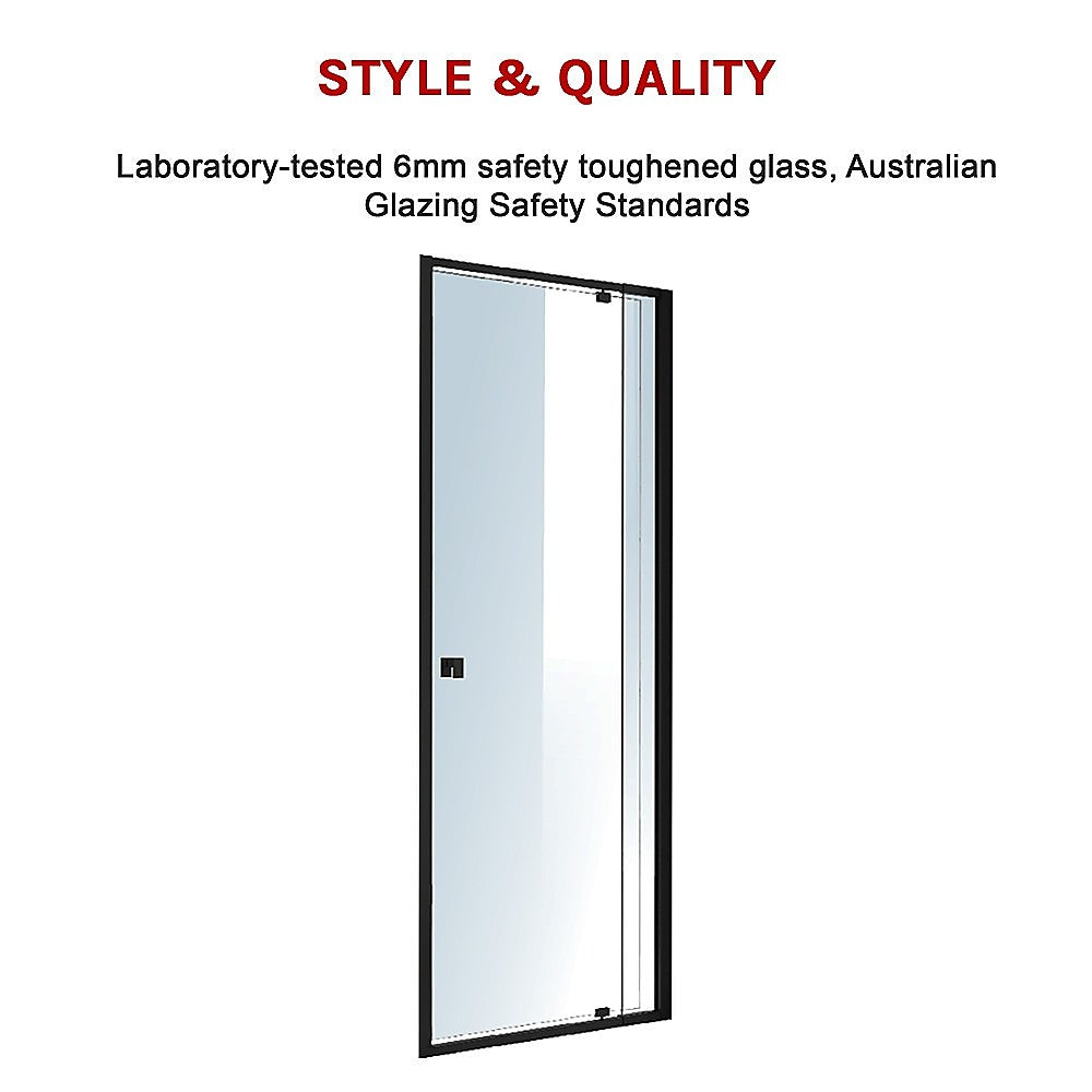 Adjustable Semi Frameless Shower Screen (74~82) x 195cm Australian Safety Glass - SILBERSHELL