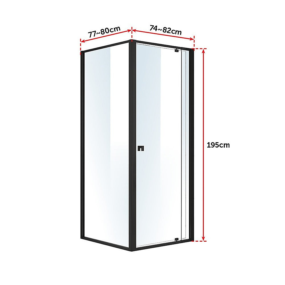 Semi Frameless Shower Screen (74~82)x 195cm & (77~80)x 195cm Side AS/NZS Glass - SILBERSHELL