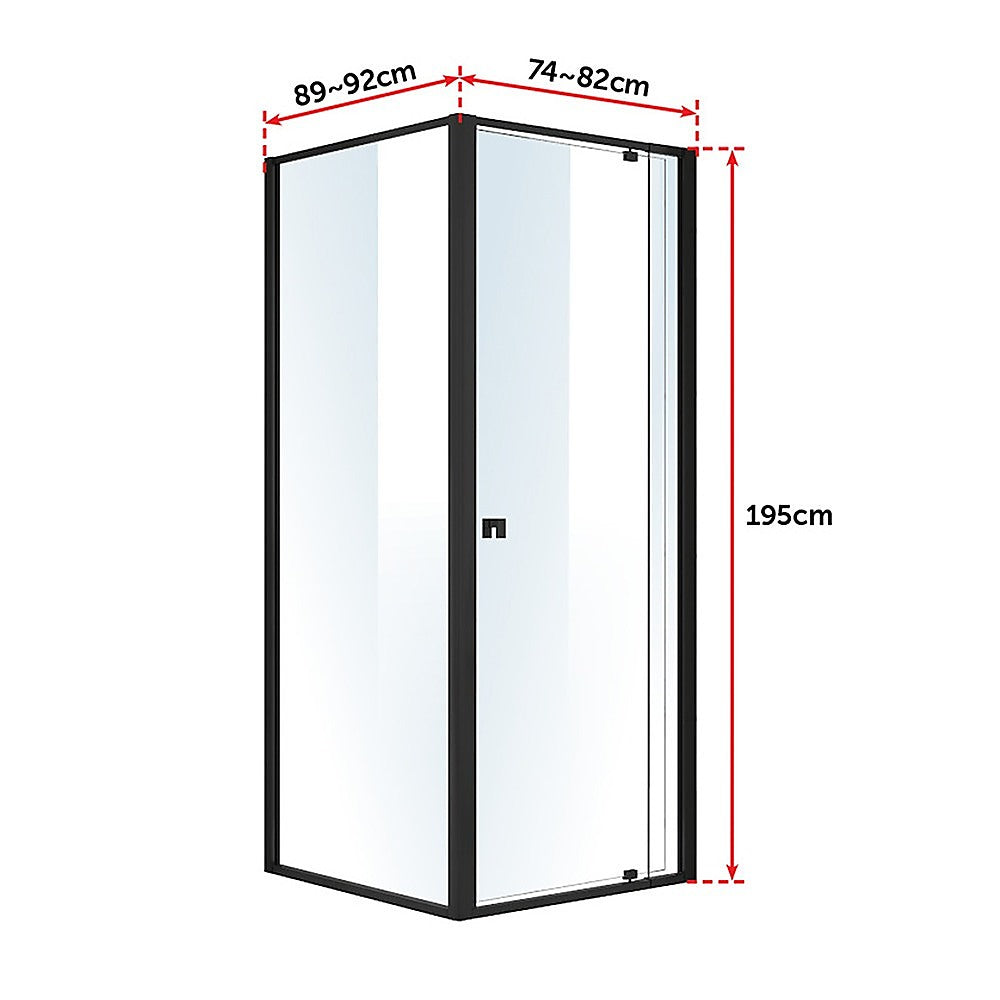 Semi Frameless Shower Screen (74~82)x 195cm & (89~92)x 195cm Side AS/NZS Glass - SILBERSHELL