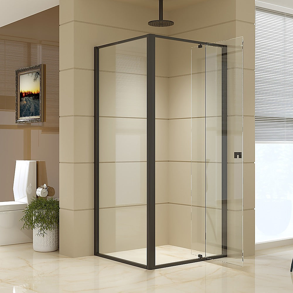 Semi Frameless Shower Screen (74~82)x 195cm & (98~101)x 195cm Side AS/NZS Glass - SILBERSHELL