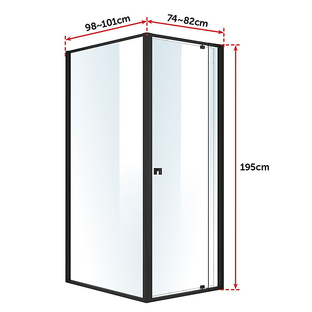 Semi Frameless Shower Screen (74~82)x 195cm & (98~101)x 195cm Side AS/NZS Glass - SILBERSHELL