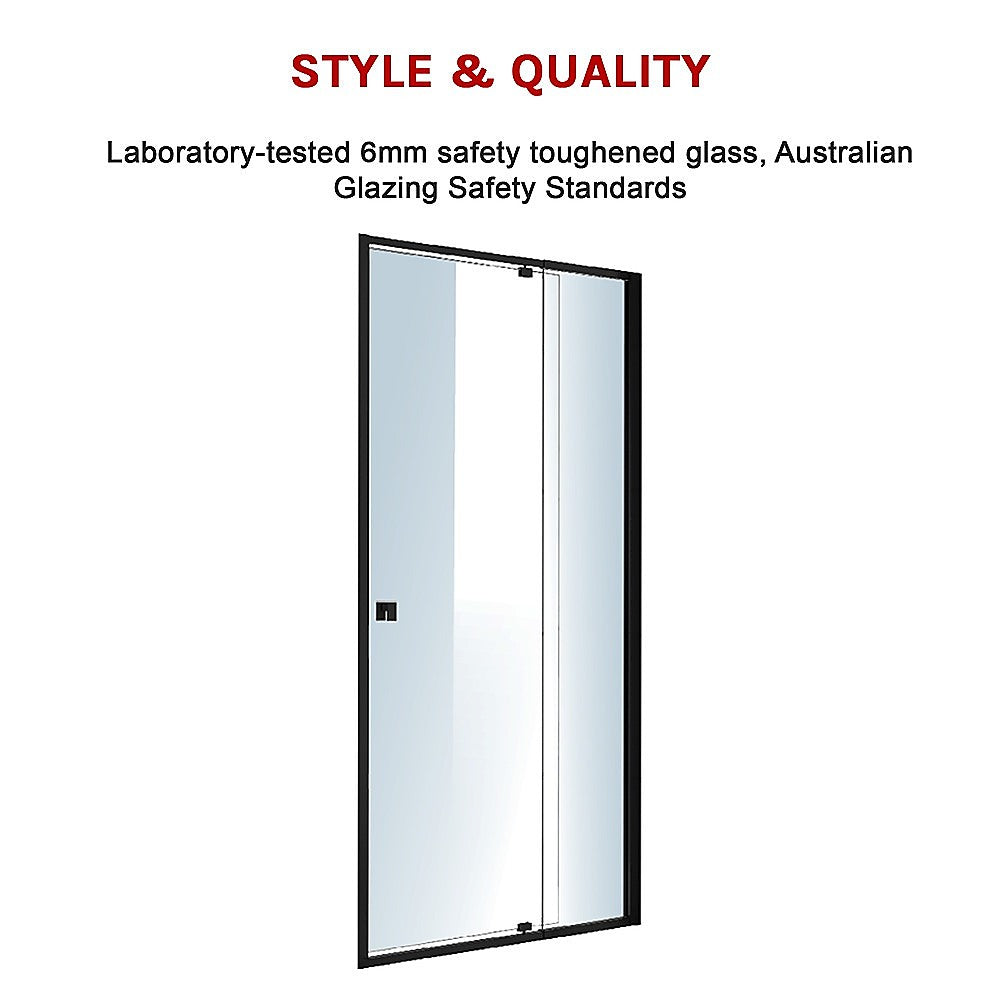 Adjustable Semi Frameless Shower Screen (82~90) x 195cm Australian Safety Glass - SILBERSHELL