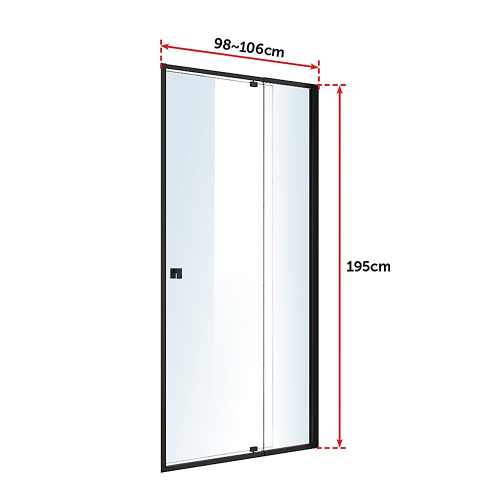 Adjustable Semi Frameless Shower Screen (98~106) x 195cm Australian Safety Glass - SILBERSHELL