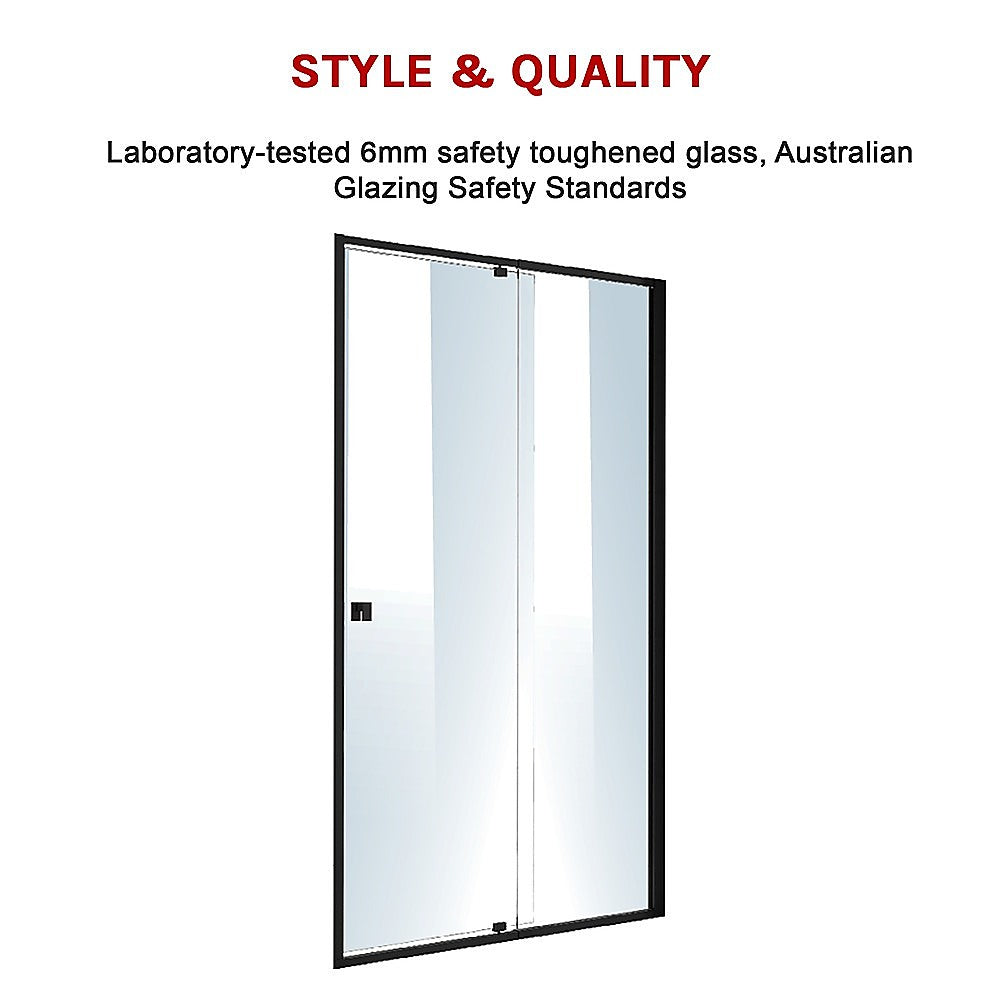 Adjustable Semi Frameless Shower Screen (114~122) x 195cm Australian Safety Glass - SILBERSHELL