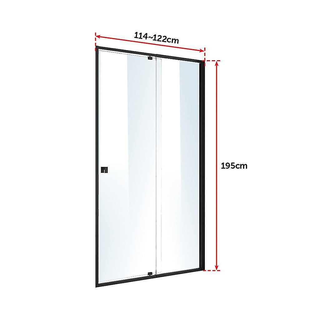 Adjustable Semi Frameless Shower Screen (114~122) x 195cm Australian Safety Glass - SILBERSHELL