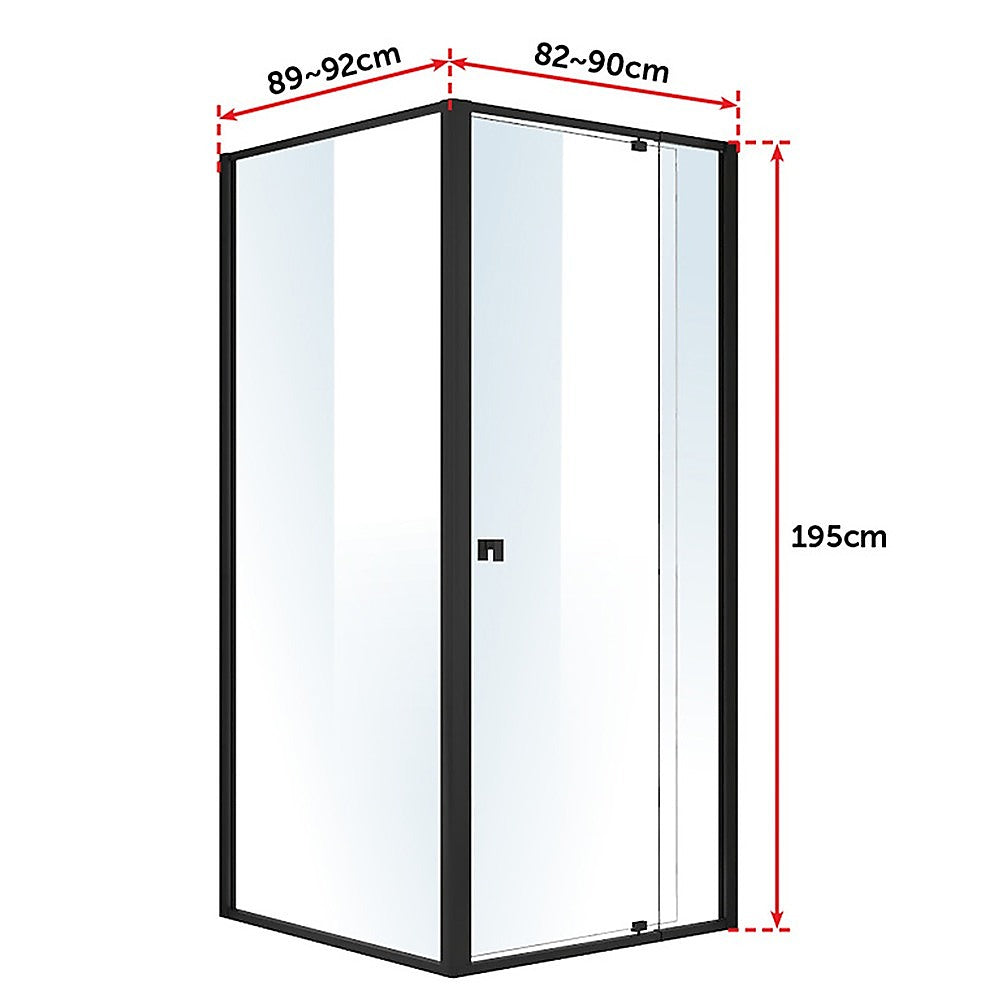 Semi Frameless Shower Screen (82~90)x 195cm & (89~92)x 195cm Side AS/NZS Glass - SILBERSHELL