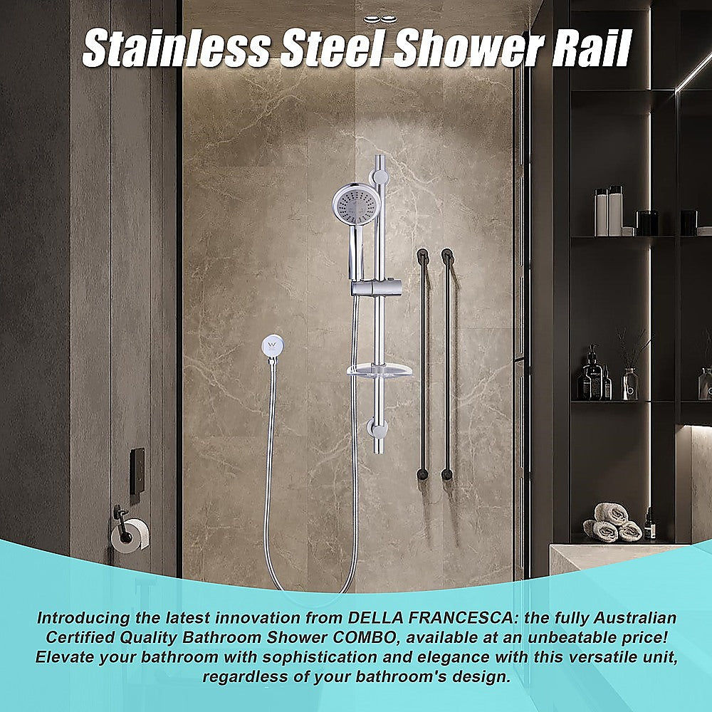 Hand Held Shower Rail Soap Dish Bathroom Set - SILBERSHELL