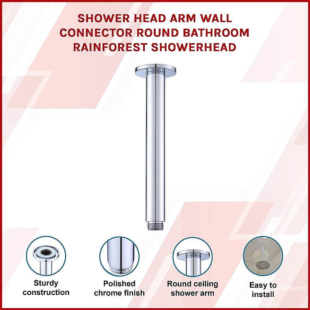 Shower Head Arm Wall Connector Round Bathroom Rainforest ShowerHead - SILBERSHELL