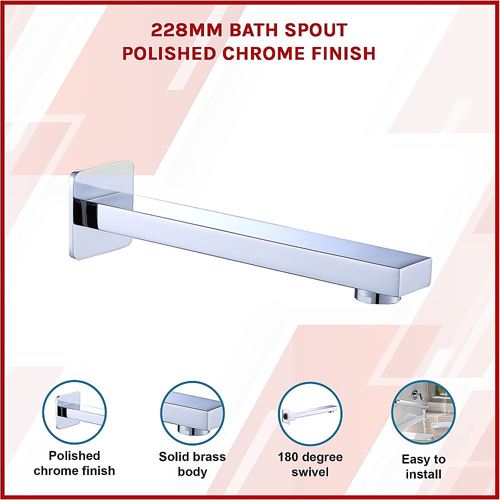 228mm Bath Spout Polished Chrome Finish - SILBERSHELL