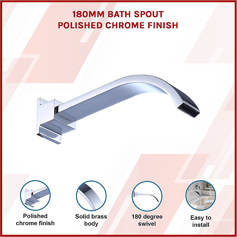 180mm Bath Spout Polished Chrome Finish - SILBERSHELL