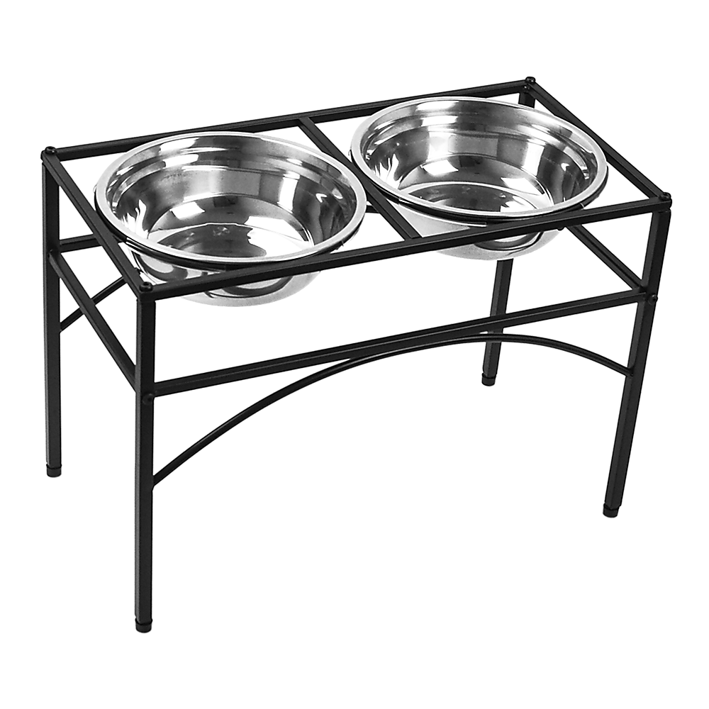 Dual Elevated Raised Pet Dog Puppy Feeder Bowl Stainless Steel Food Water Stand - SILBERSHELL