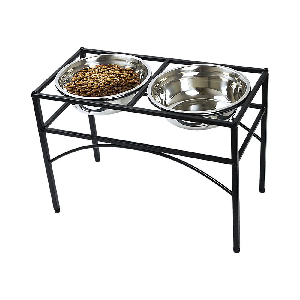 Dual Elevated Raised Pet Dog Puppy Feeder Bowl Stainless Steel Food Water Stand - SILBERSHELL