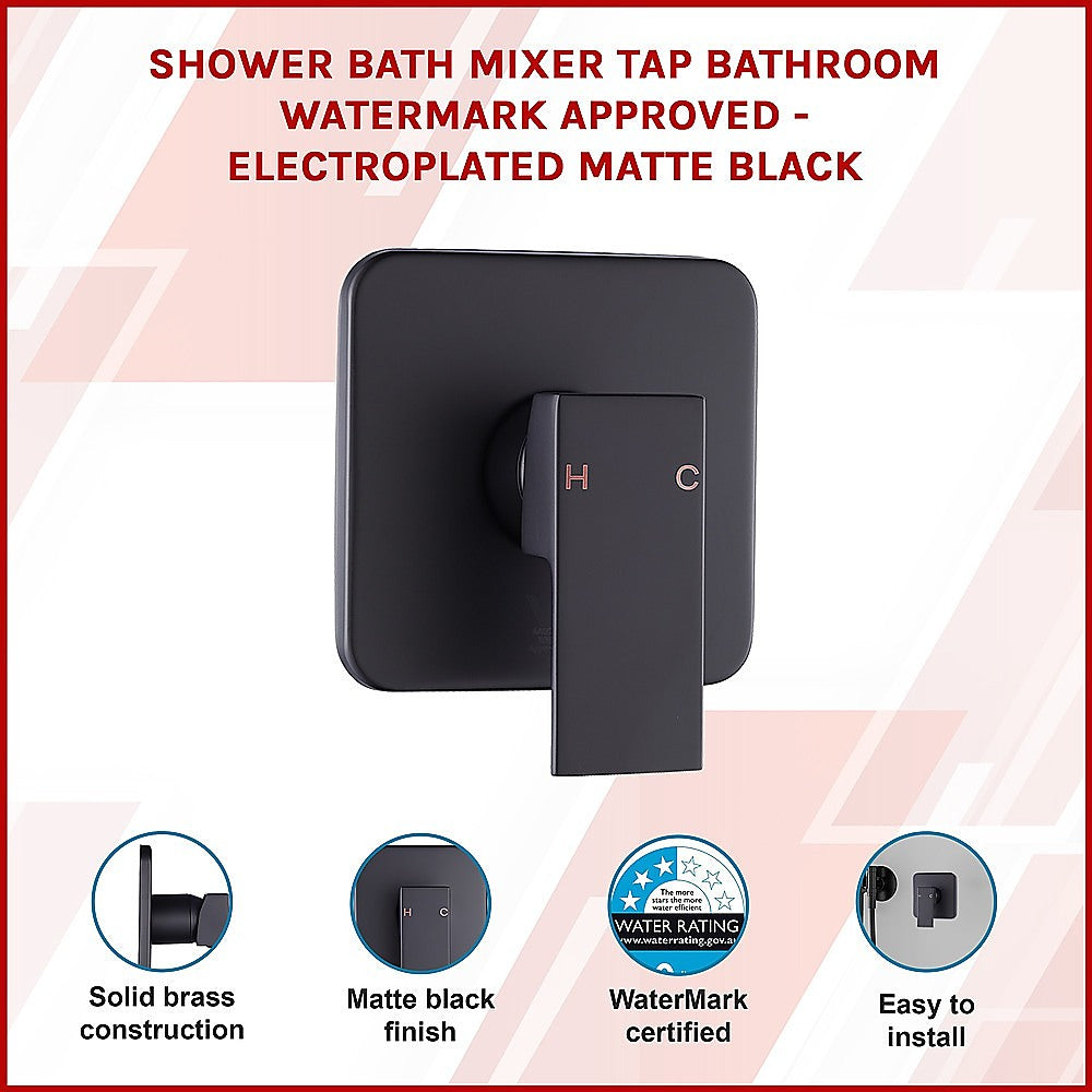 Shower Bath Mixer Tap Bathroom WATERMARK Approved - Electroplated Matte Black - SILBERSHELL