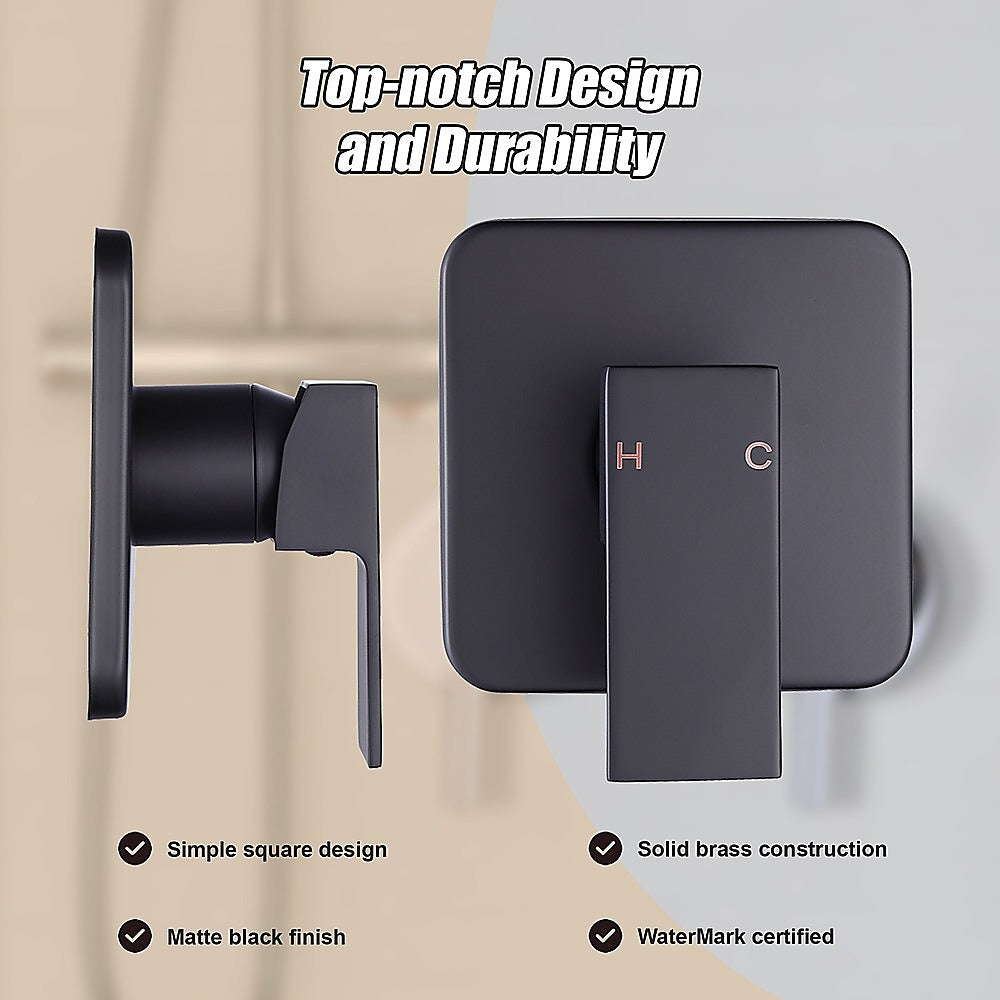 Shower Bath Mixer Tap Bathroom WATERMARK Approved - Electroplated Matte Black - SILBERSHELL