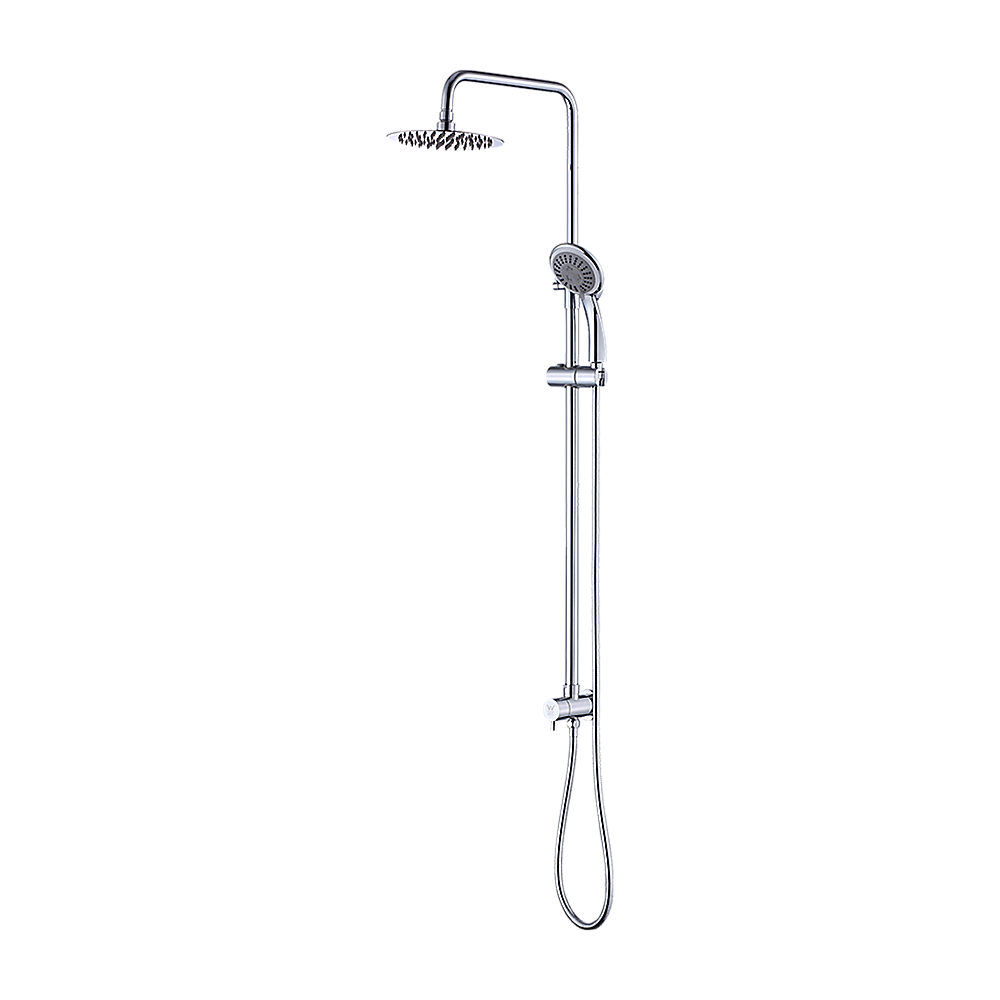 WELS 8" Rain Shower Head Set Rounded Dual Heads Faucet High Pressure Hand Held - SILBERSHELL