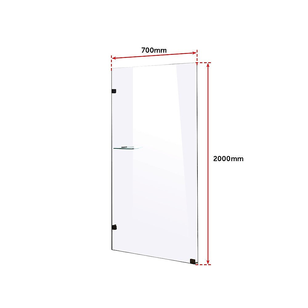 700 x 2000mm Frameless 10mm Safety Glass Shower Screen - SILBERSHELL