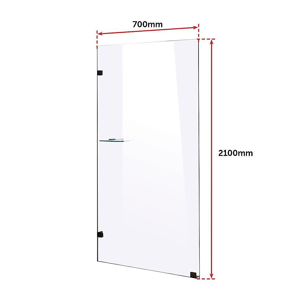 700 x 2100mm Frameless 10mm Safety Glass Shower Screen - SILBERSHELL