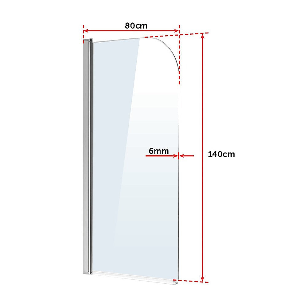 180° Pivot Door 6mm Safety Glass Bath Shower Screen 800x1400mm By Della Francesca - SILBERSHELL