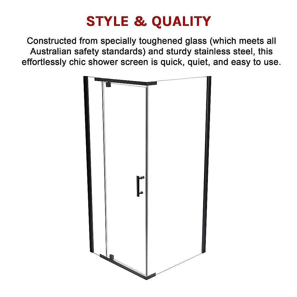 Shower Screen 1200x700x1900mm Framed Safety Glass Pivot Door By Della Francesca - SILBERSHELL