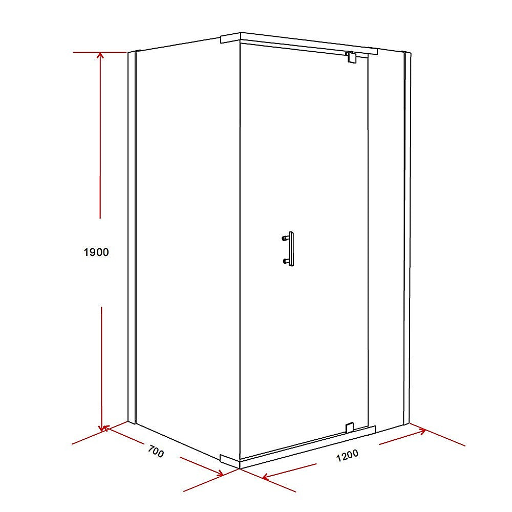 Shower Screen 1200x700x1900mm Framed Safety Glass Pivot Door By Della Francesca - SILBERSHELL