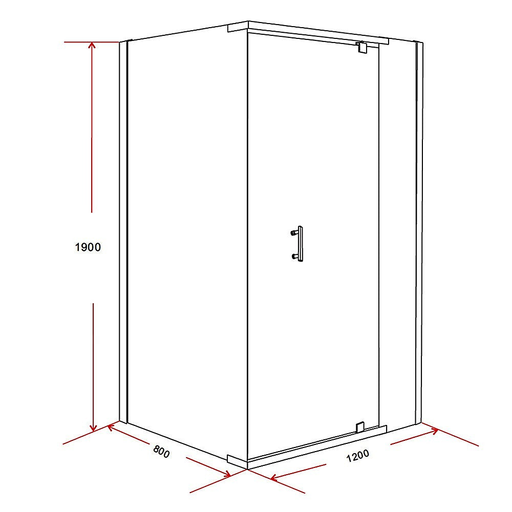 Shower Screen 1200x800x1900mm Framed Safety Glass Pivot Door By Della Francesca - SILBERSHELL