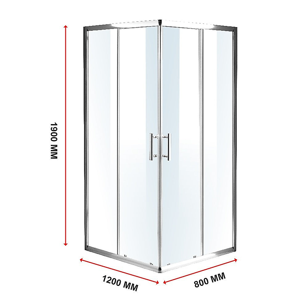 1200 x 800mm Sliding Door Nano Safety Glass Shower Screen By Della Francesca - SILBERSHELL