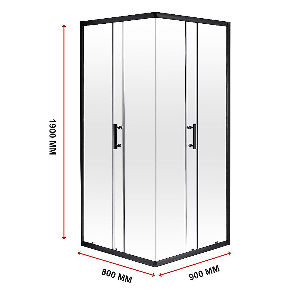 800 x 900mm Sliding Door Nano Safety Glass Shower Screen By Della Francesca - SILBERSHELL