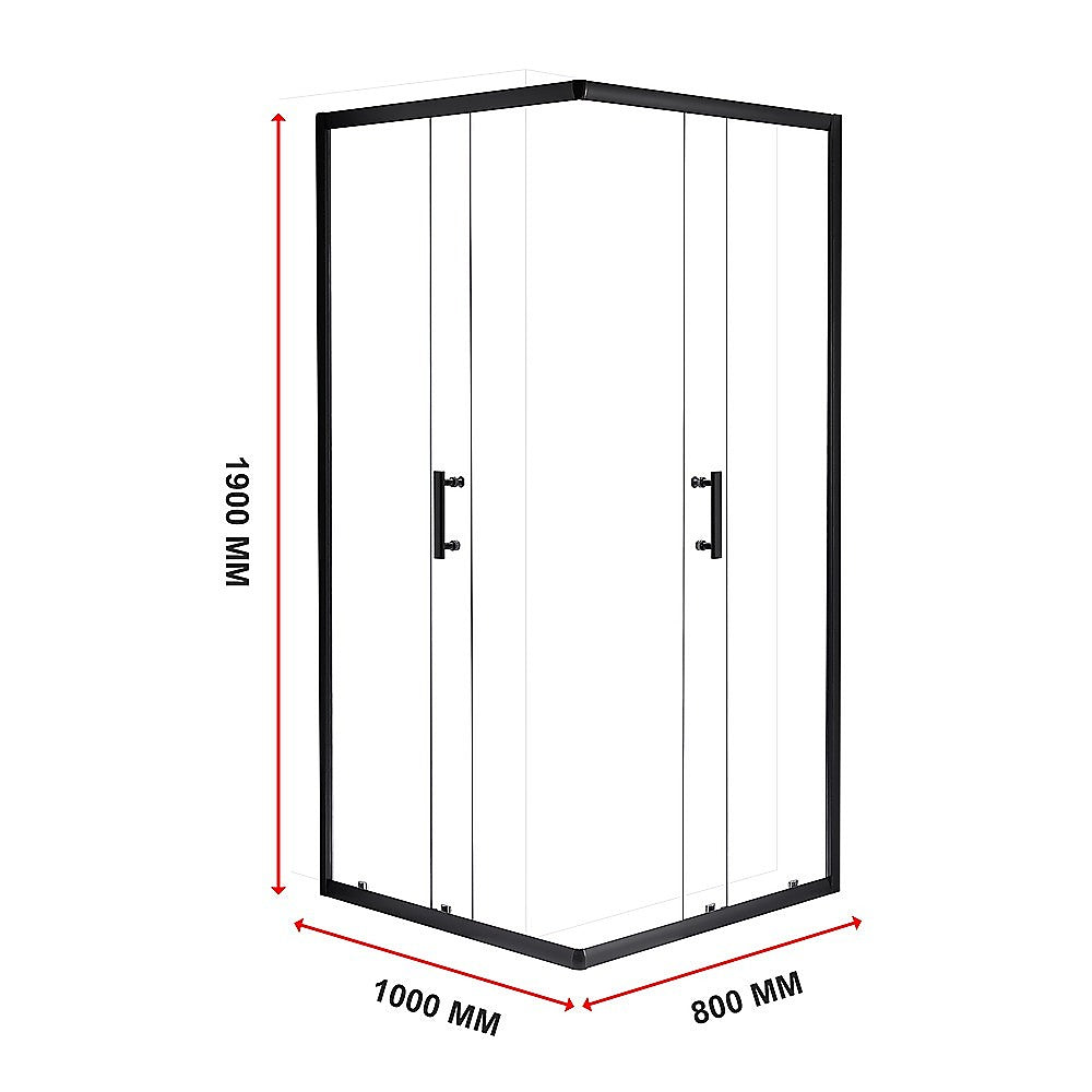 1000 x 800mm Sliding Door Nano Safety Glass Shower Screen By Della Francesca - SILBERSHELL