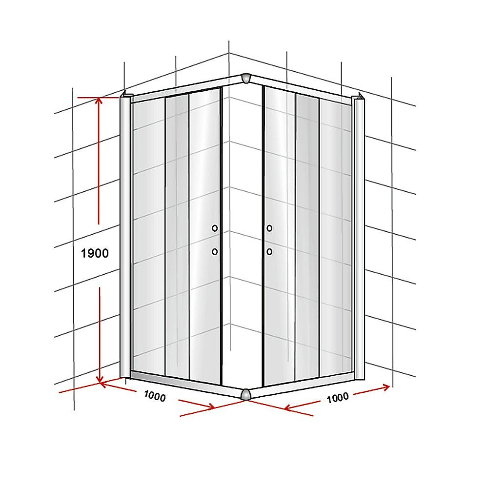 1000 x 1000mm Sliding Door Nano Safety Glass Shower Screen By Della Francesca - SILBERSHELL