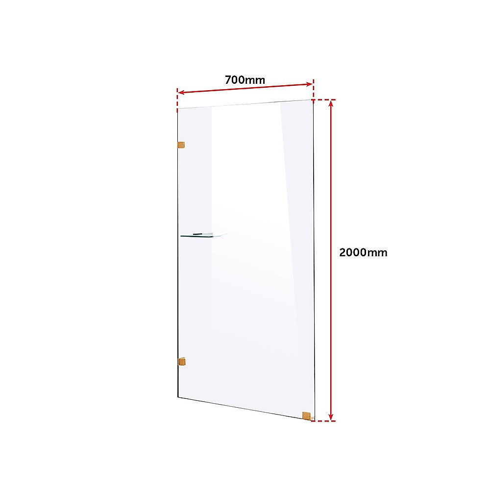 700 x 2000mm Frameless 10mm Safety Glass Shower Screen - SILBERSHELL