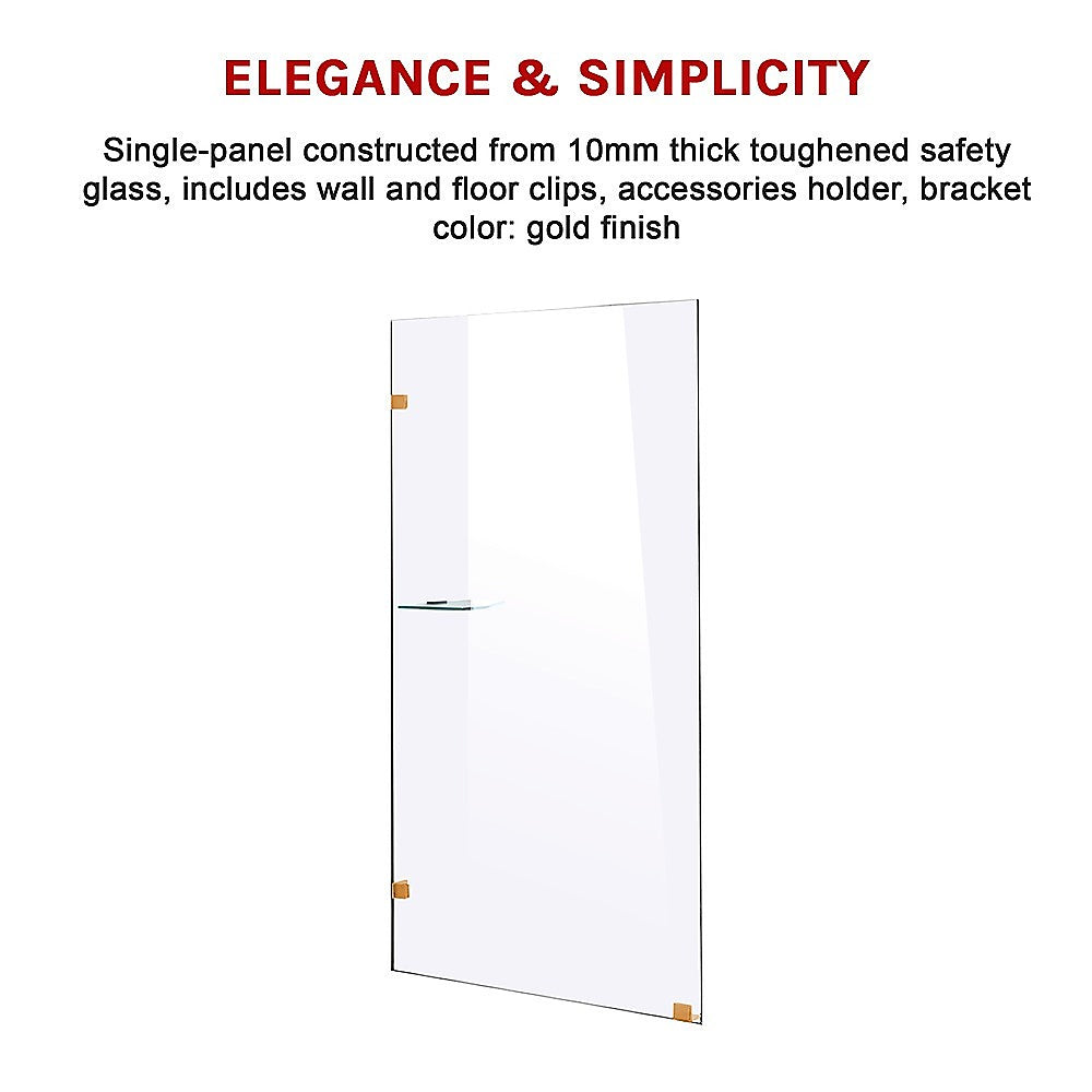 700 x 2100mm Frameless 10mm Safety Glass Shower Screen - SILBERSHELL