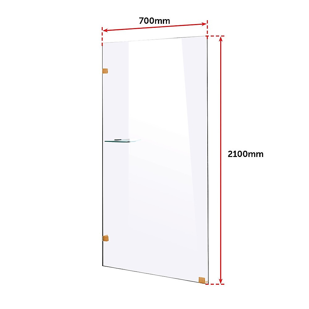 700 x 2100mm Frameless 10mm Safety Glass Shower Screen - SILBERSHELL