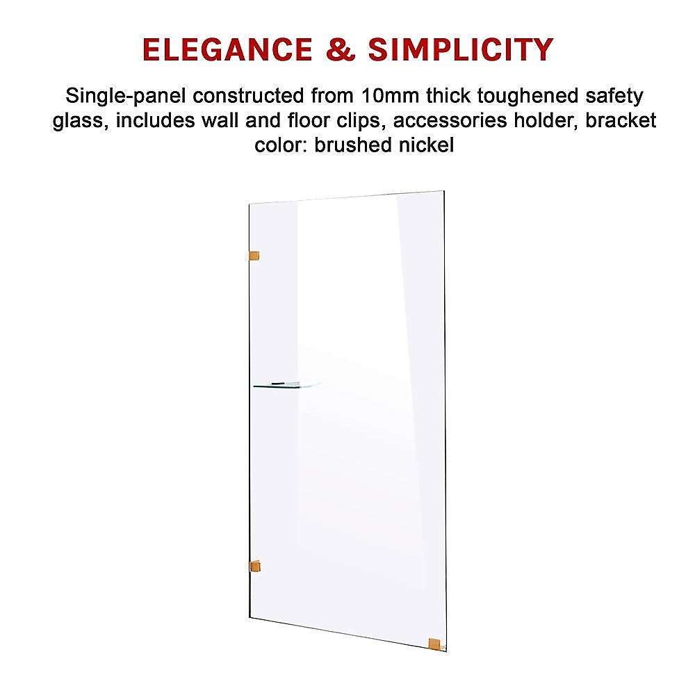 700 x 2000mm Frameless 10mm Safety Glass Shower Screen - SILBERSHELL