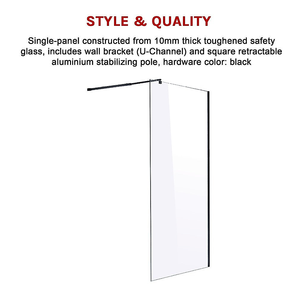 1100 x 2000mm Frameless 10mm Safety Glass Shower Screen - SILBERSHELL