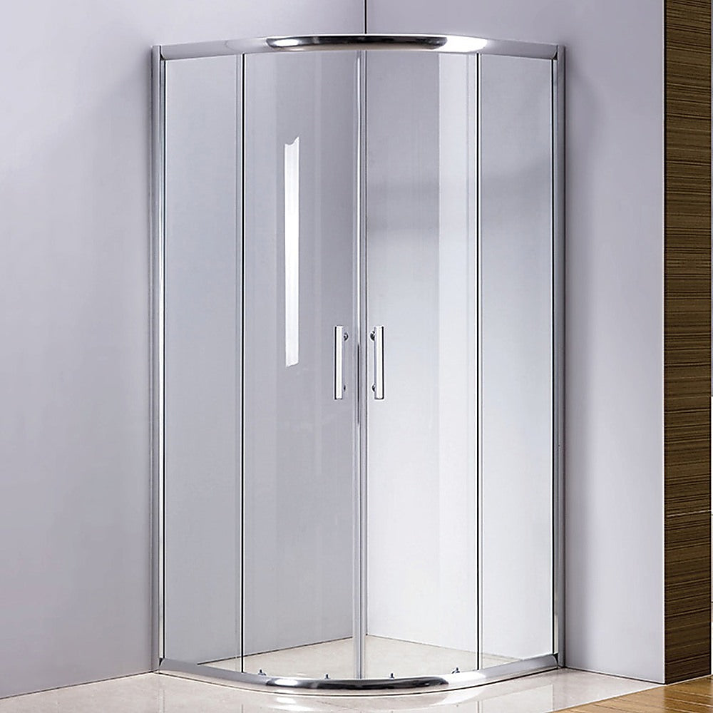 100 x 100cm Rounded Sliding 6mm Curved Shower Screen with Base in Chrome - SILBERSHELL