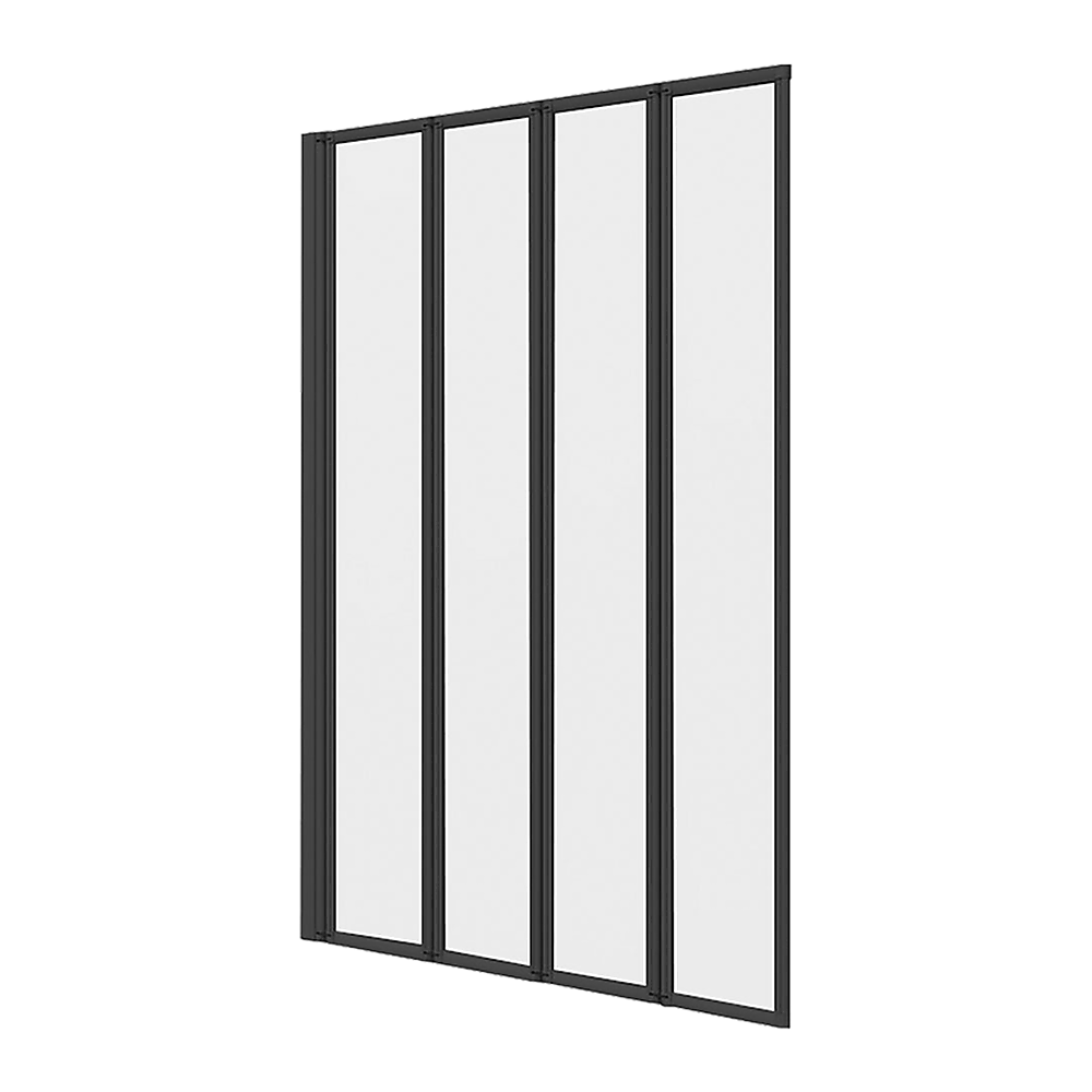 4 Fold Black Folding Bath Shower Screen Door Panel 1000 x 1400mm - SILBERSHELL