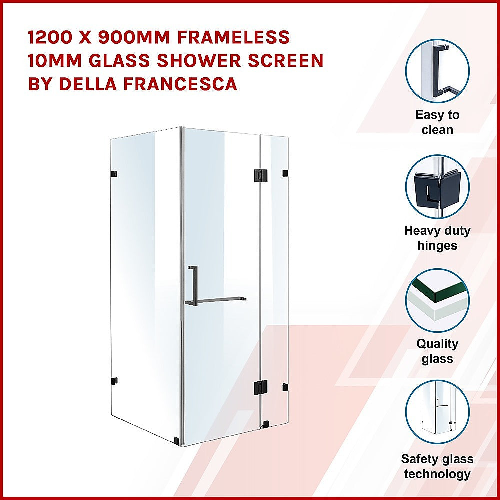 1200 x 900mm Frameless 10mm Glass Shower Screen By Della Francesca - SILBERSHELL