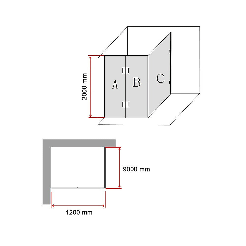 1200 x 900mm Frameless 10mm Glass Shower Screen By Della Francesca - SILBERSHELL