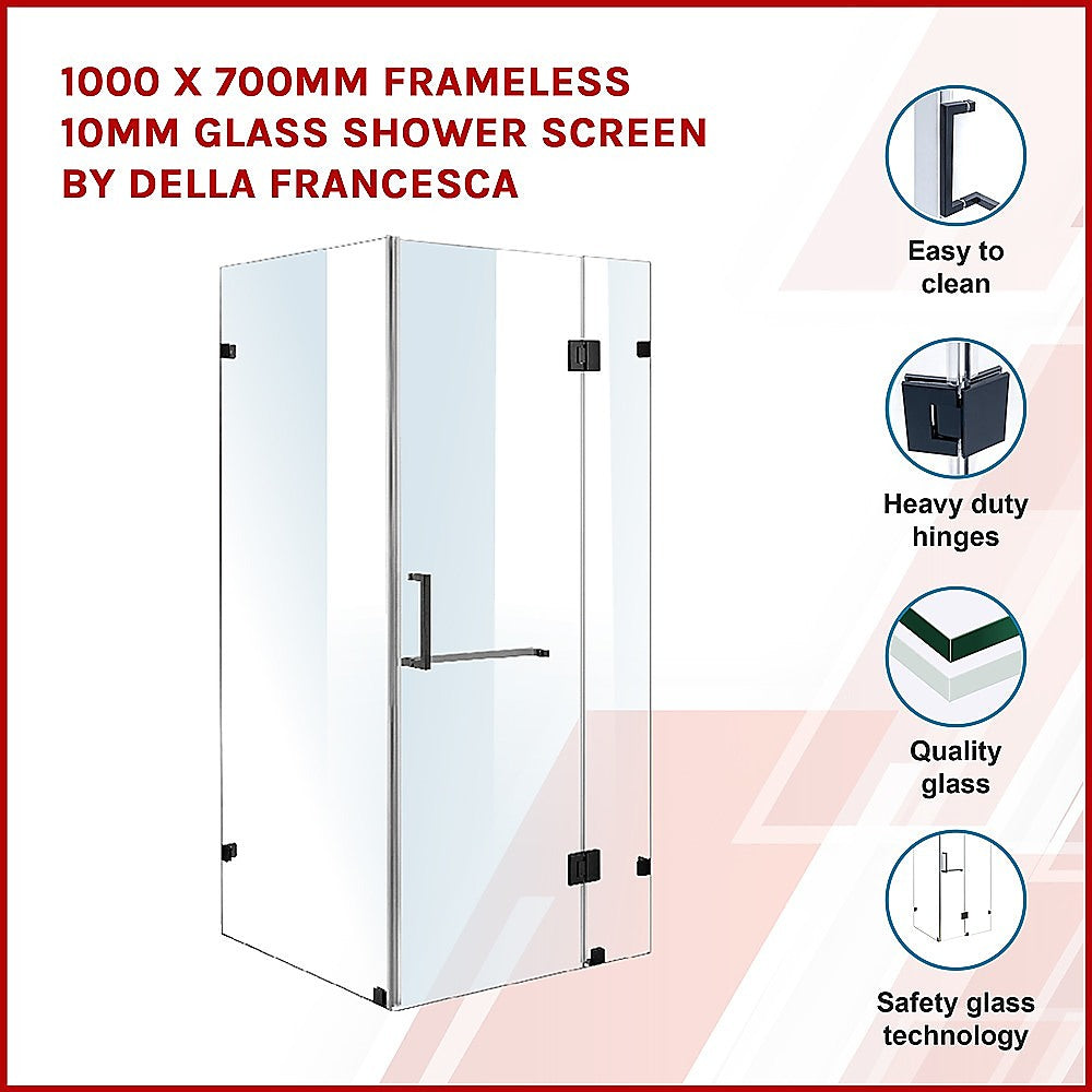 1000 x 700mm Frameless 10mm Glass Shower Screen By Della Francesca - SILBERSHELL