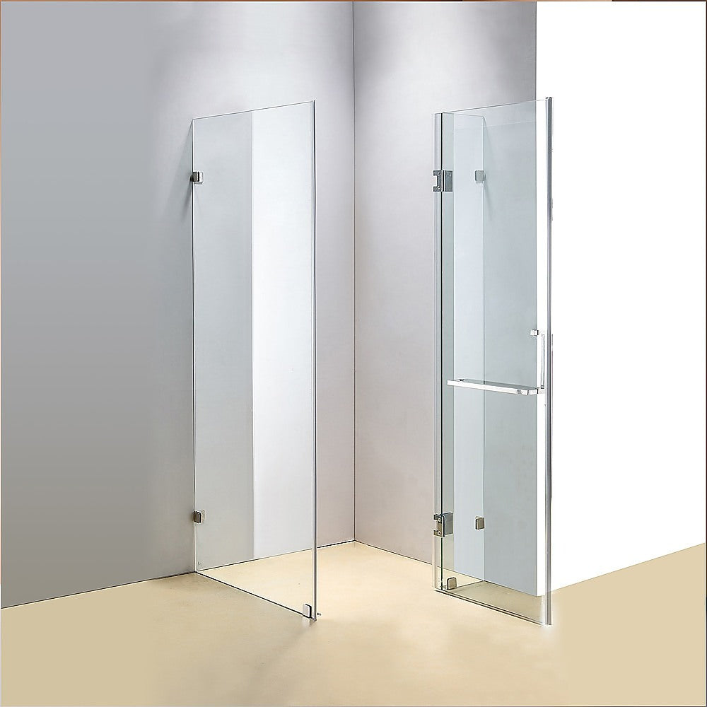 900 x 800mm Frameless 10mm Glass Shower Screen By Della Francesca - SILBERSHELL