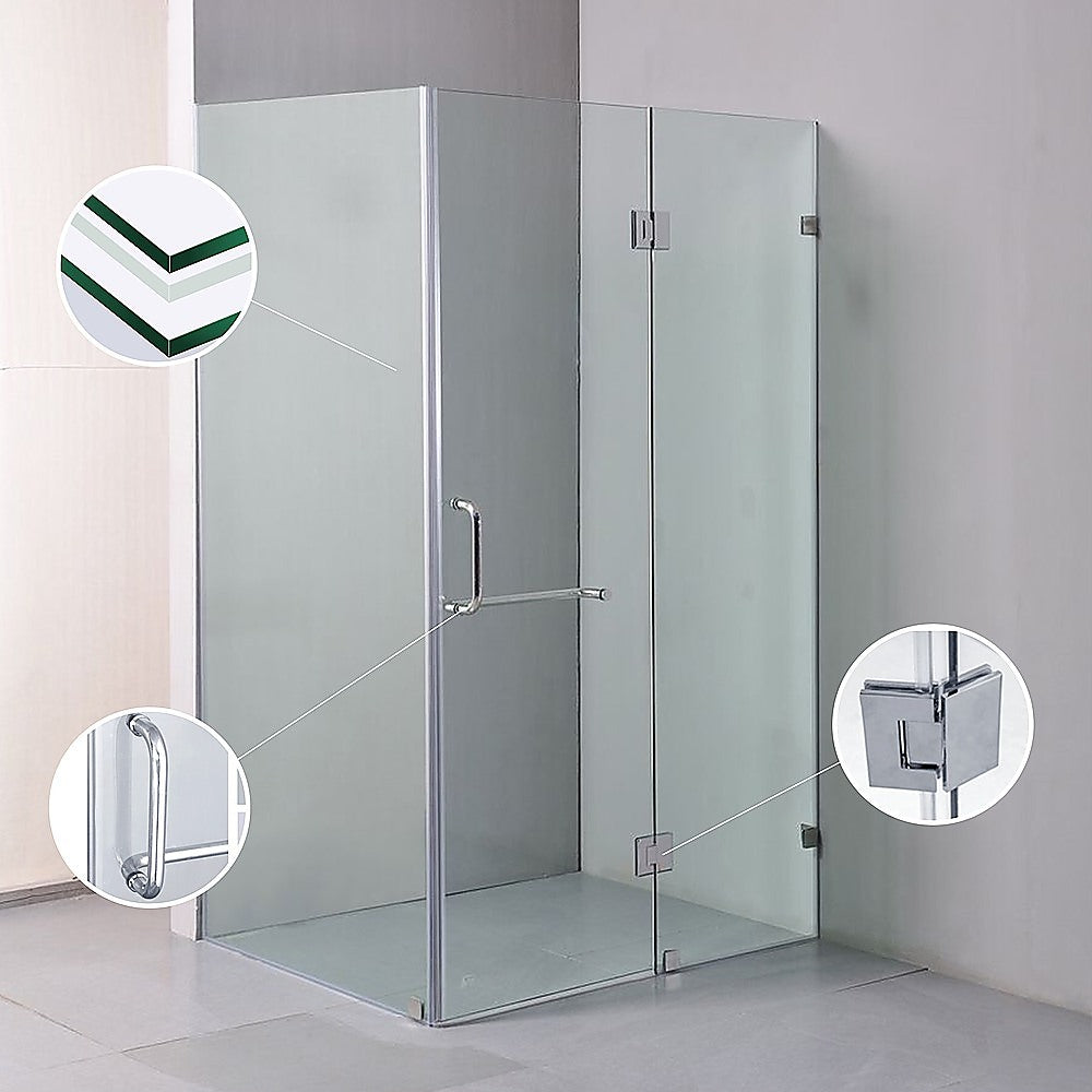 900 x 800mm Frameless 10mm Glass Shower Screen By Della Francesca - SILBERSHELL