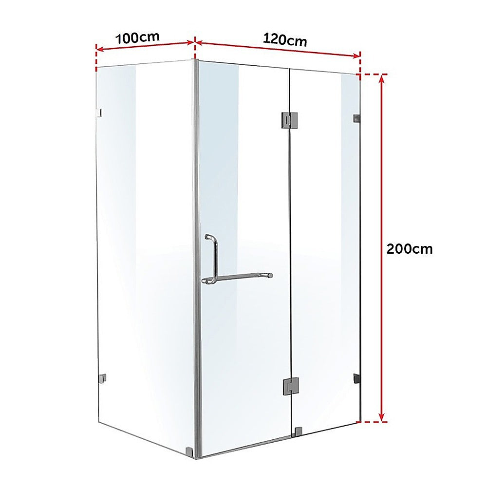 1200 x 1000mm Frameless 10mm Glass Shower Screen By Della Francesca - SILBERSHELL