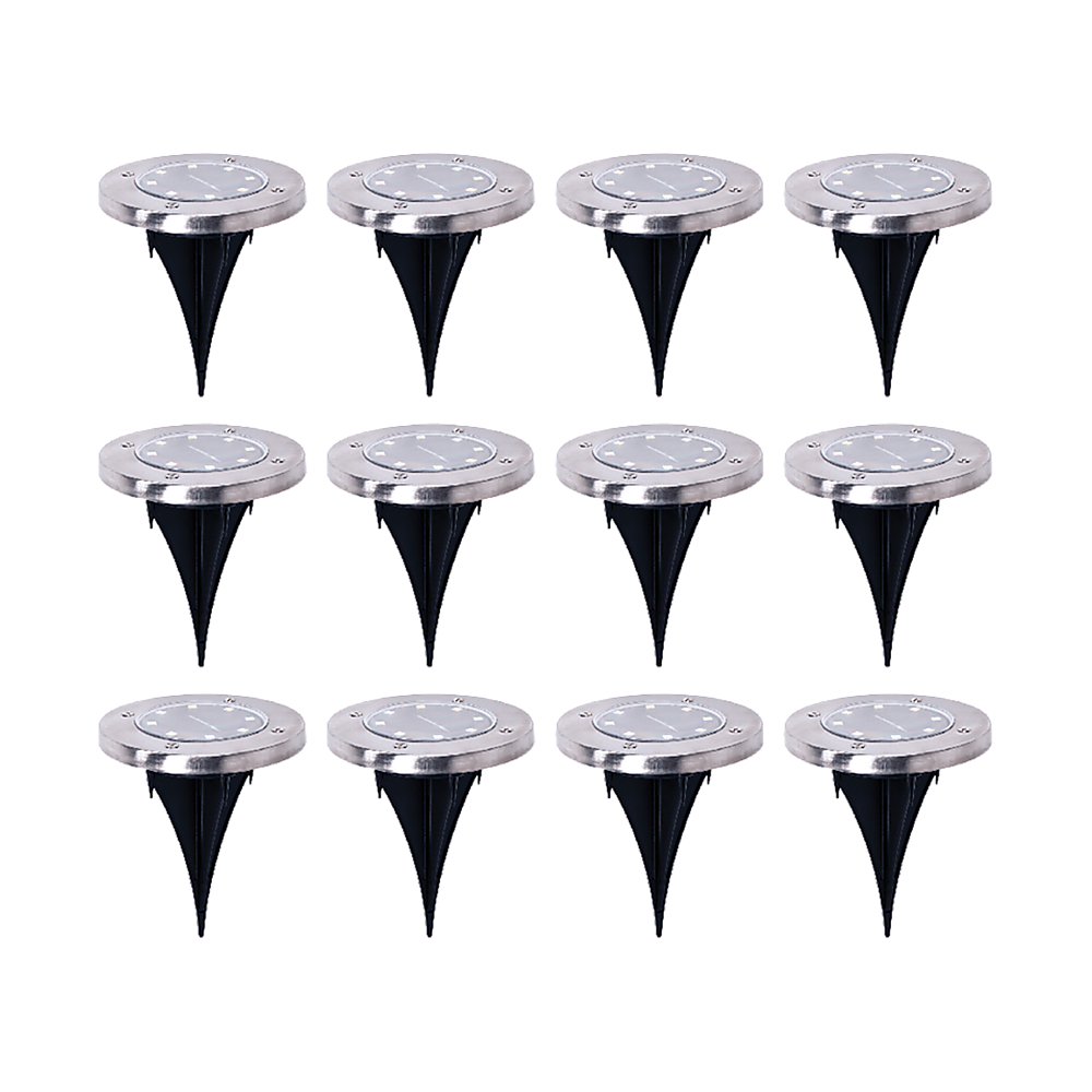 12x Solar Powered LED Buried Inground Recessed Light Garden Outdoor Deck Path - SILBERSHELL