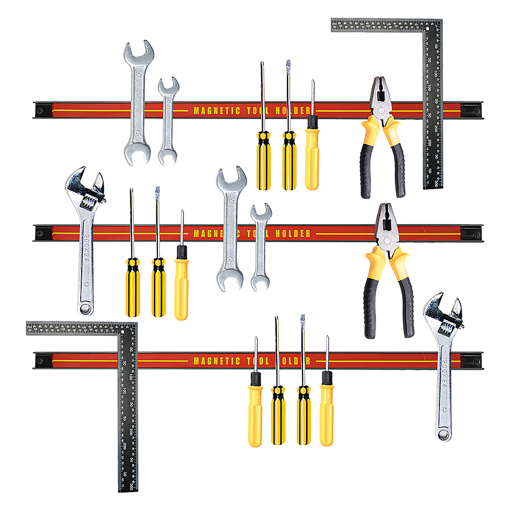 3 x 61cm Magnetic Wall Mounted Tool Holder Storage Organiser Garage Workshop - SILBERSHELL