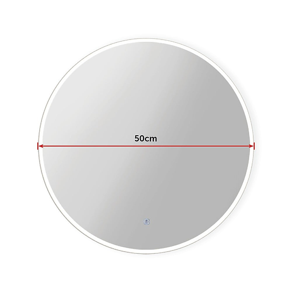 50cm LED Wall Mirror Bathroom Mirrors Light Decor Round - SILBERSHELL