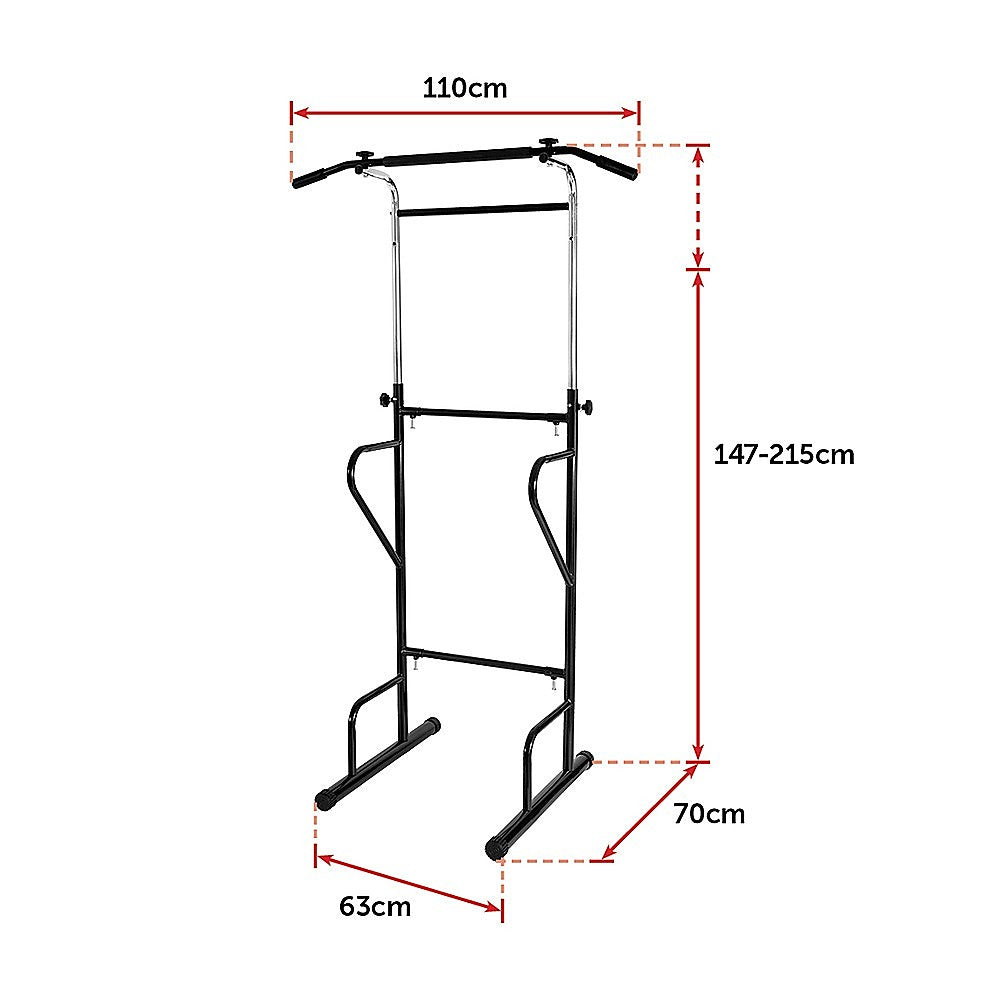 Adjustable Power Tower Dip Bar Pull Up Stand Fitness Station - SILBERSHELL