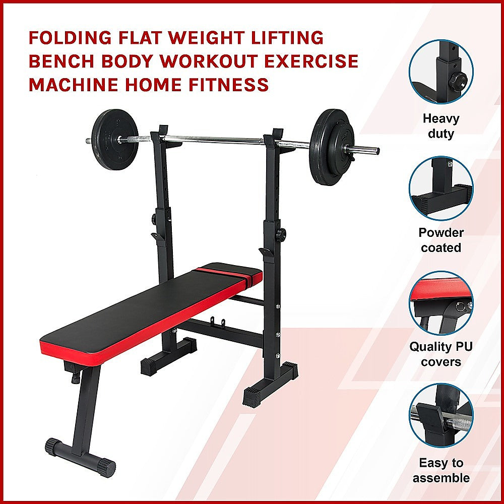 Folding Flat Weight Lifting Bench Body Workout Exercise Machine Home Fitness - SILBERSHELL