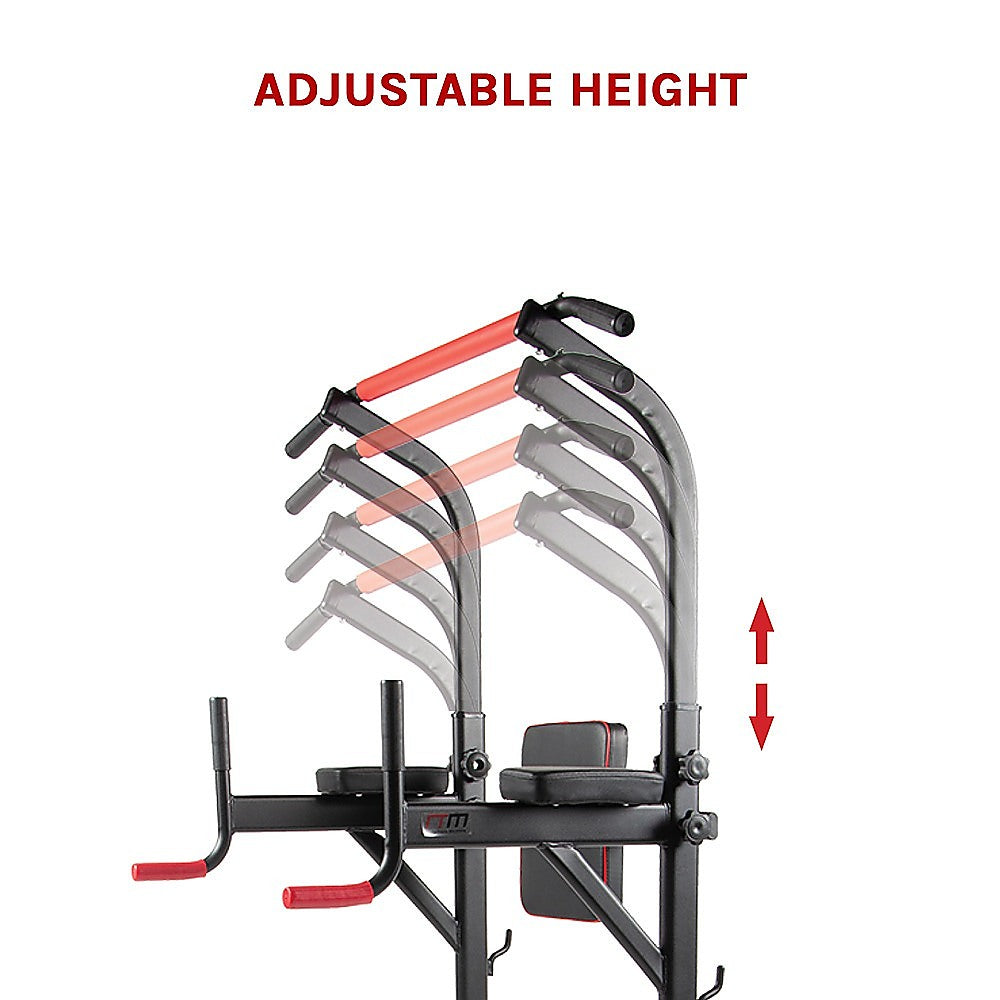 Power Tower Chin Up Bar Push Pull Up Knee Raise Weight Bench Gym Station - SILBERSHELL